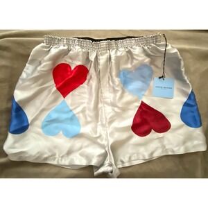 Vintage GENE MEYER Geometric HEART Pop-Art Silk Shorts Boxers sz S ~ NEW